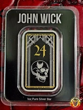 John Wick 1 oz Silver Death Card Bar 24 - Rules of Engagement (Time of the Duel)