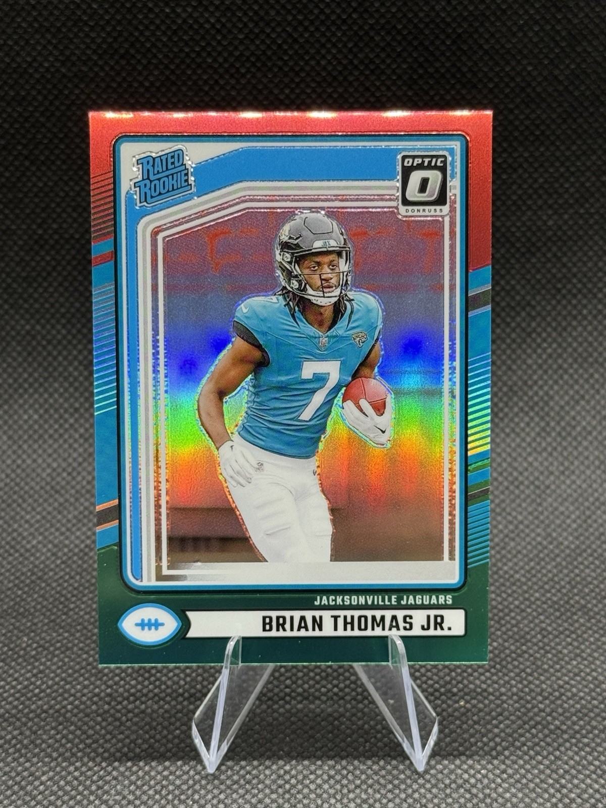 2024 Panini Donruss - Rated Rookie Brian Thomas Jr. Optic Preview Red/Green (RC)