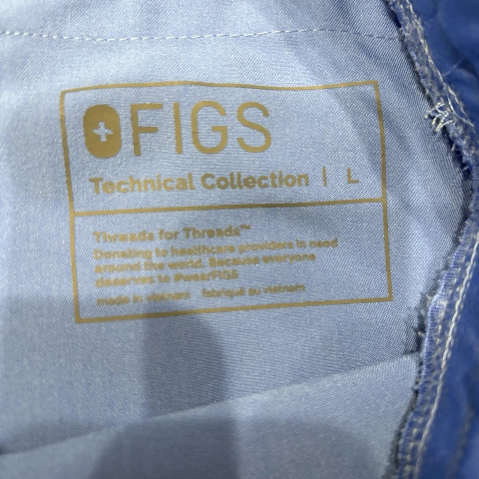 Figs Men’s Axim Ceil Blue Scrub Pants Straight Leg Drawstring Cargo Pockets L - Image 4 of 4
