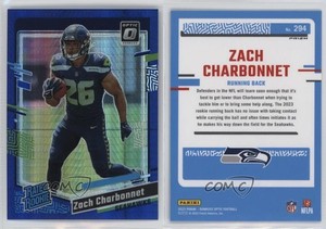 2023 Panini Donruss Optic Rated Blue Hyper Prizm Zach Charbonnet #294 Rookie RC