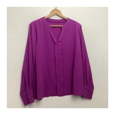SHEIN Purple Long Sleeve Blouse Size L 100% Polyester 25in 22in Pit to Pit Women