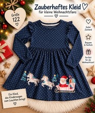 Mädchen Kleid Gr. 122 blau gepunktet A-Linie...