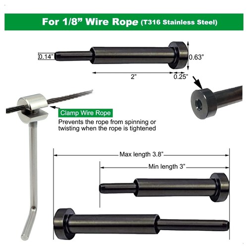 Kit de tensor invisible negro 1/8 30 piezas, herrajes de acero inoxidable para madera... - Imagen 2 de 5