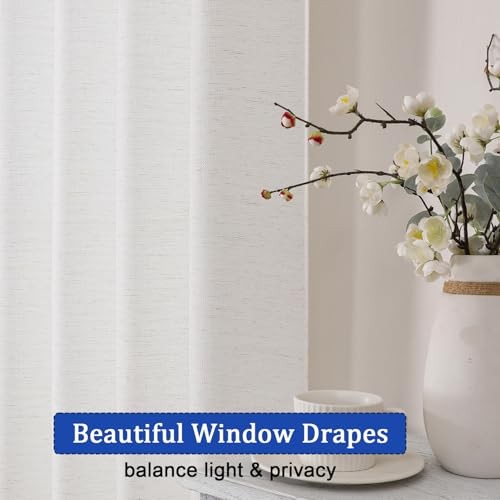 Bennet Faux Linen Slub Textured Semi Sheer Small Window Kitchen Valance - Picture 5 of 7