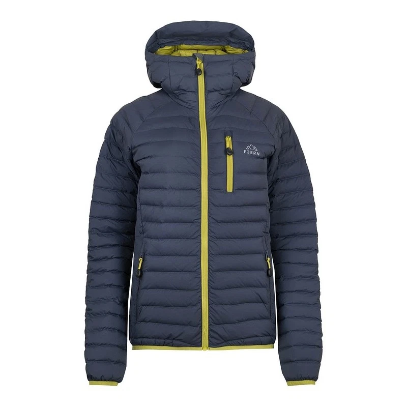 Fjern Womens Aktiv II Down Hooded Jacket Storm Grey Lime
