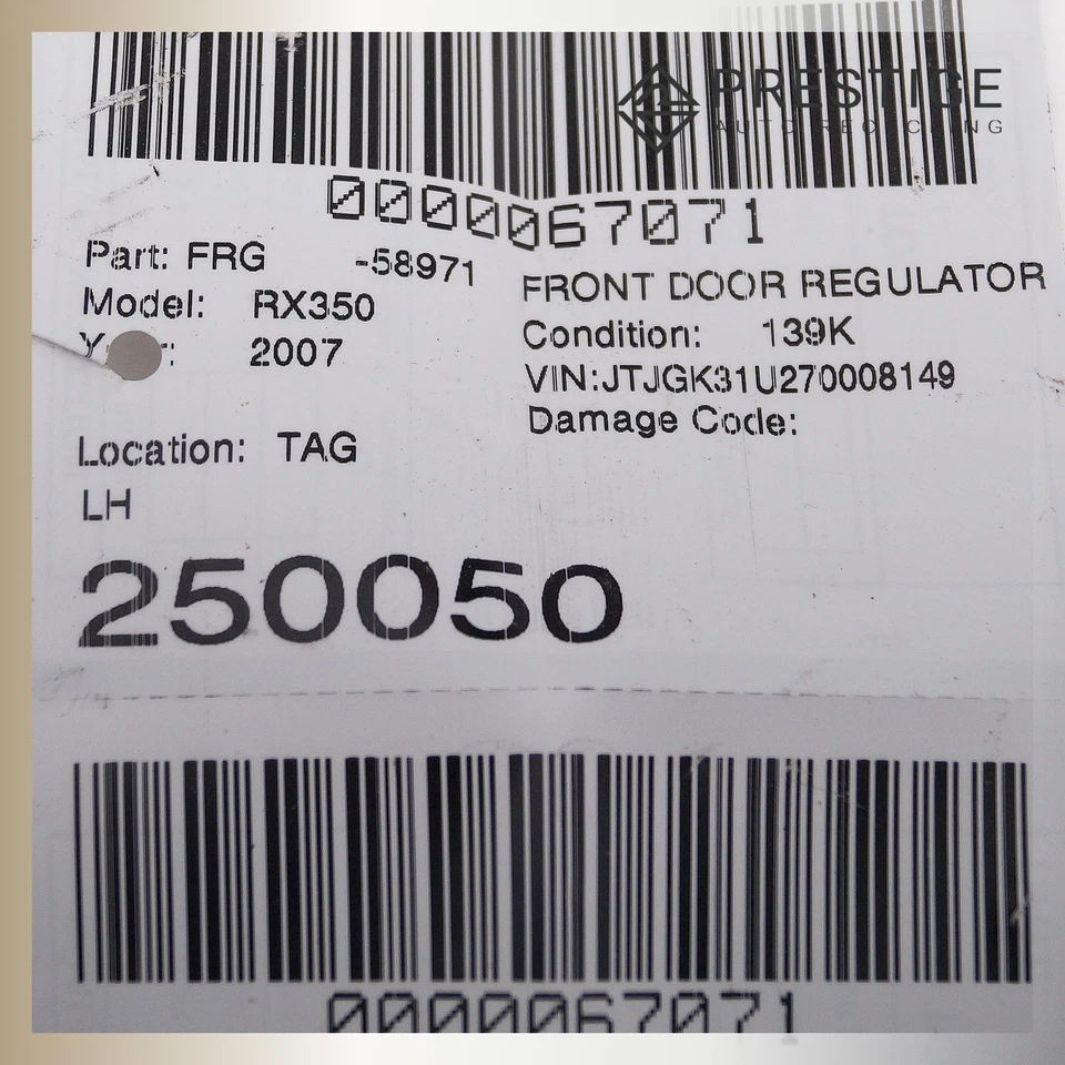 04-2009 LEXUS RX350 RX330 regulador ventana puerta con motor delantero izquierdo 69802-33040 Foto 4 de 4