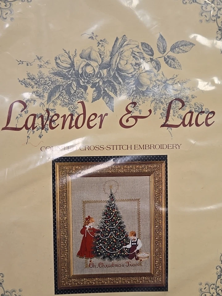 NOS Lavender & Lace OH CHRISTMAS TREE Counted Cross Stitch Chart Pattern Vintage - Image 3 of 4