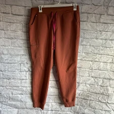 PREOWNED FIGS ORANGE JOGGER PANTS SCUBS WOMENS LARGE L TECHNICAL COLLECTION