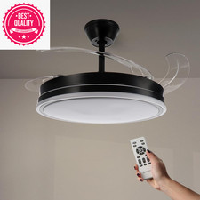 M Mimotec - Ventilador De Techo Con Luz Led Black Olga, Mando a Distancia, Motor