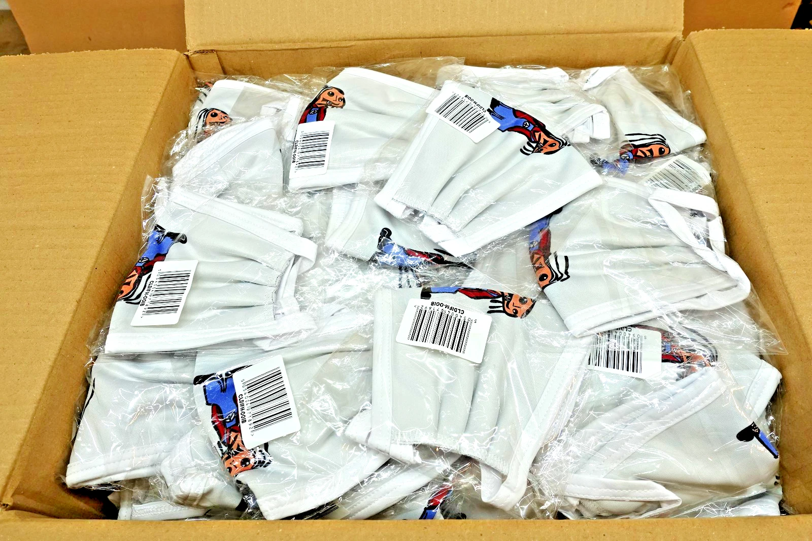Job Lot Of 200 Cotton Face Masks In Individual Packs