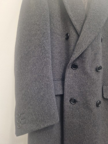 savoy taylors guild Cashmere Wool Grey Long Overcoat Crombie Style Size 38r Vgc - Picture 6 of 22