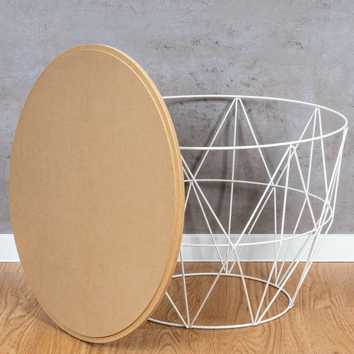 Mesa auxiliar metal H40 cm cesta de metal cesta de alambre blanco negro mesa de centro decoración - Imagen 11 de 13