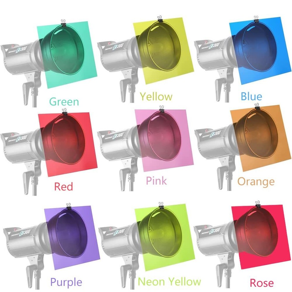 18 Pack Light Gels Colored Overlays Transparency Color Film Plastic