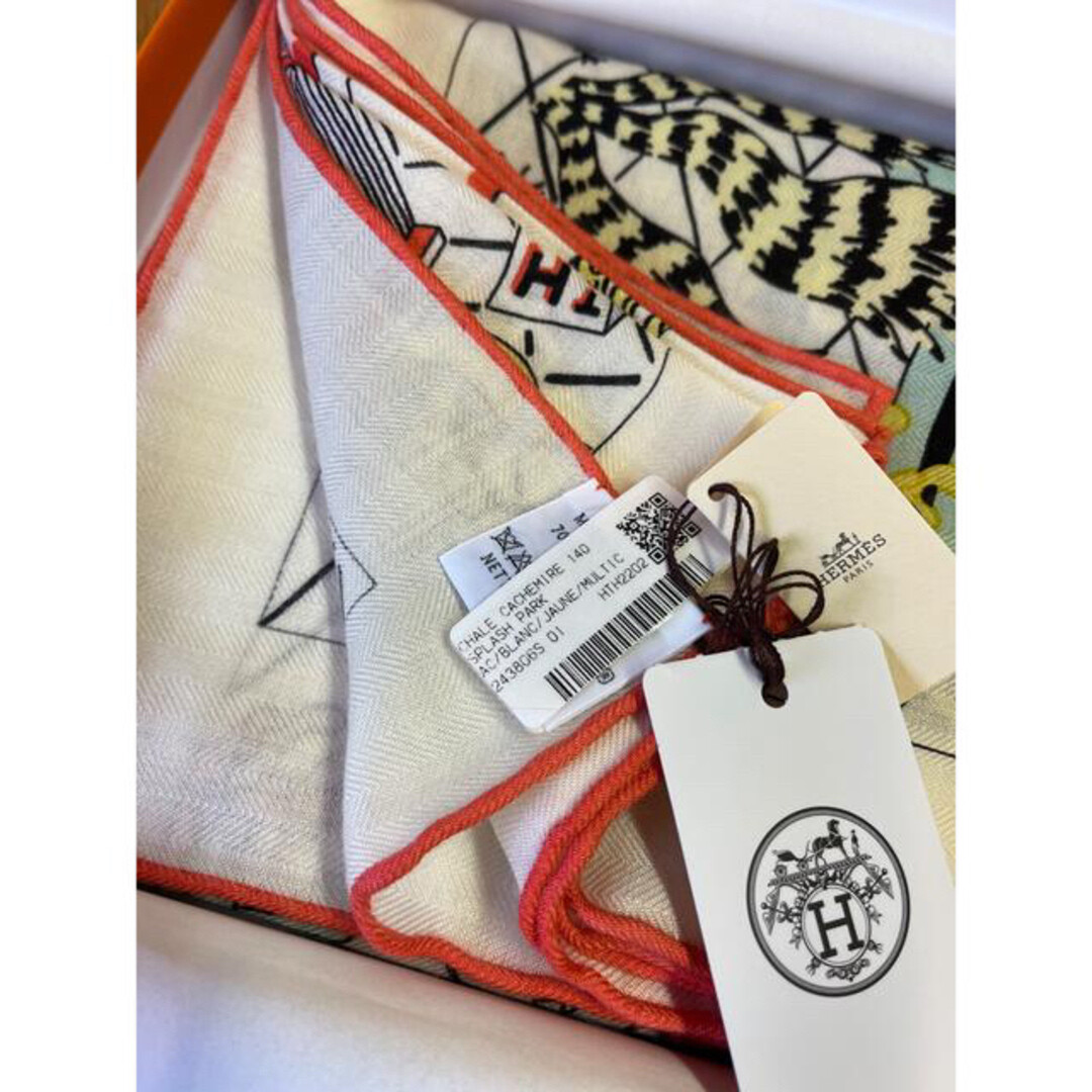 少量入荷♪【HERMES】SPLASH PARK カシミアシルクショール 140CM Hermès Splash Park Cashmere Silk Shawl 140cm