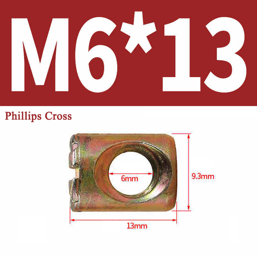 Dowel Barrel Nuts Centre Thread Slotted/Phillips Cross Carbon Steel/Zinc Alloy - Picture 16 of 17