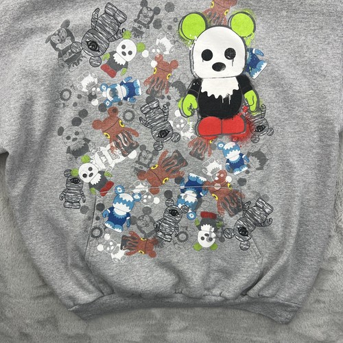 Disney Hoodie Mens XL Gray Pullover Vinylmation Hip Hop Graffiti Cartoon Retro - Picture 15 of 20