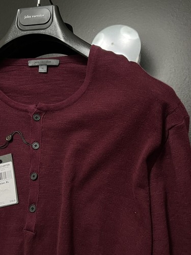 Suéter de lujo para hombre John Varvatos Collection - Henley - Ciruela - $188 Nuevo con etiquetas - Imagen 3 de 14