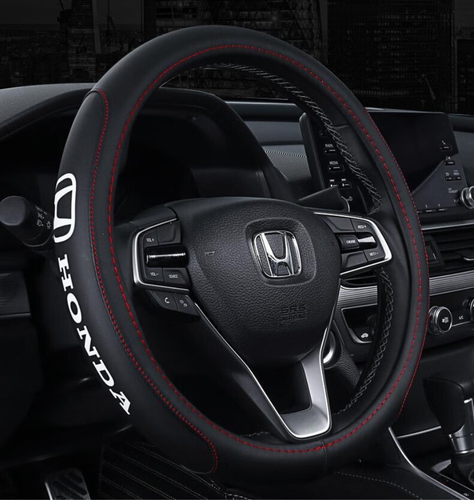 15" PU Leather+Carbon fiber Steering Wheel Cover For 1969-2024 Honda All models - Picture 6 of 9