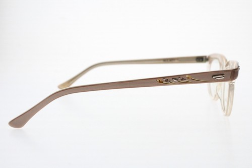 1960's Vintage Shuron Nulady Brown Clear Cat Eye Frames 46 mm Made in USA - Picture 5 of 9