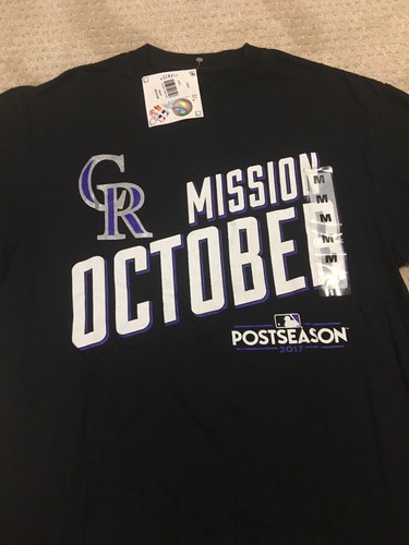 NWT Mens GENUINE MERCHANDISE Black Colorado Rockies MLB Baseball Tee Shirt M - Picture 2 of 4