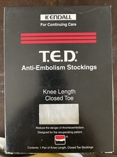 KENDALL T.E.D. Anti-Embolism Stockings Knee Length-Closed Toe XL Long White 4285