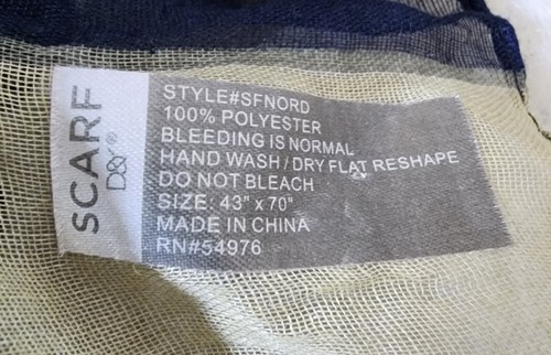 Women's D&Y Navy Blue & Gold Chiffon Fashion Scarf One Size - Picture 4 of 4