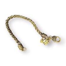 Antique Gold Charm Braided Bracelet Vintage Chain Lobster Clasp