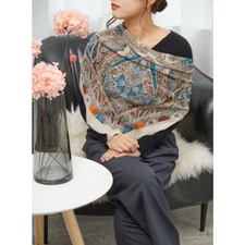 Pure Cashmere Thin Oblong Scarf Wrap Shawl Digital Printing Soft Delicate 39"
