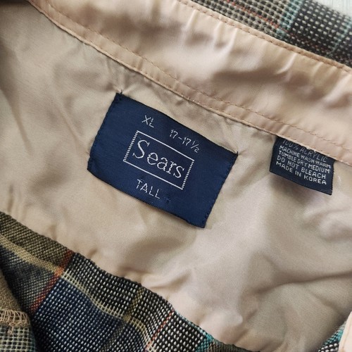 Vintage Sears Flanellhemd Herren Extra Large XL 17 blau kariert Langarm Grunge - Bild 5 von 8