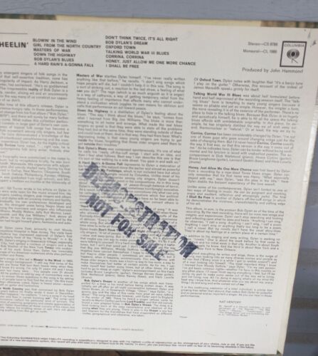 The Freewheelin' Bob Dylan 1963 Columbia White Label Radio Station Promo Copy - Picture 9 of 22