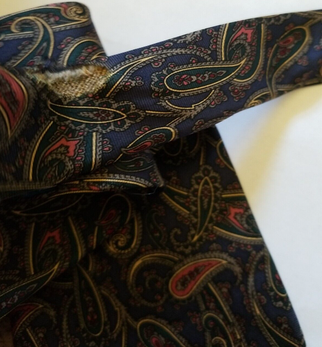 Hardy Amies Tie Silk Paisley Blue Retro Vintage Business Casual Formal Pointed - Picture 10 of 19