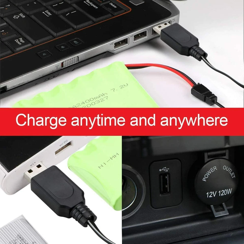 7,2V 2400mAh Ni-MH AA Akku SM-2P 2Pin Stecker mit USB Ladegerät für RC Auto Boot - Bild 3 von 4