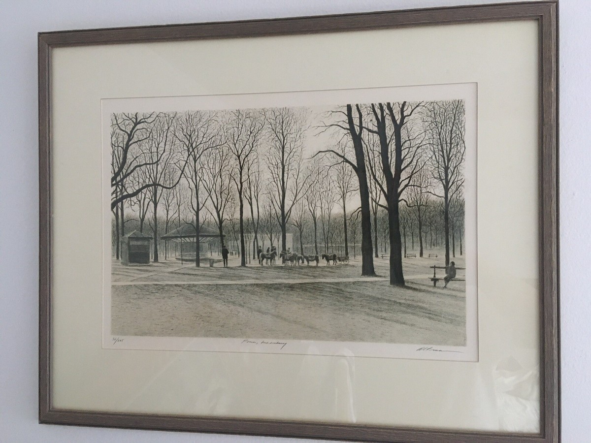 Harold Altman lithographレスティングカップル　リトグラフ Harold Altman “Ponies Luxembourg” LE Lithograph 36/265
