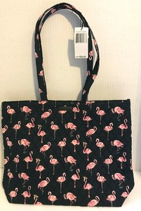 Vera-Bradley-Essential-Tote-Bag-Flamingo-Fiesta-Blue-Pink-Snap-Closure