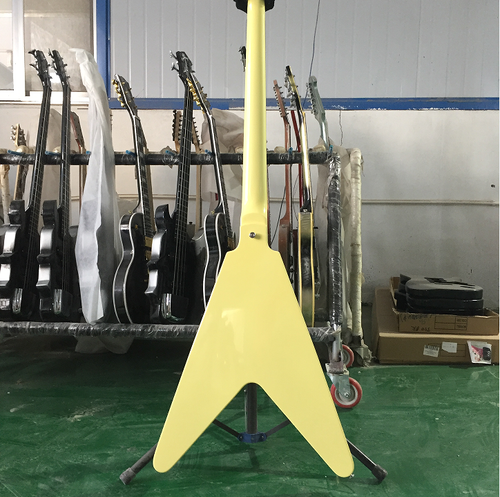 Custom 4-Strings Flying V Bass Guitar Yellow H-H Pickups Rosewood Fretboard Top - Zdjęcie 9 z 16