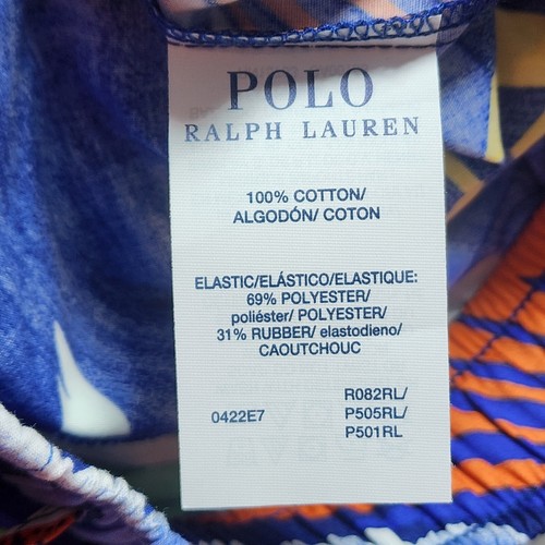 New Polo Ralph Lauren Men's L Pajama Lounge Pants Riviera Du Port Blue Woven NWT - Picture 9 of 11