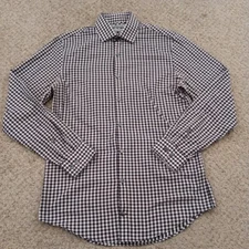 Kenneth Cole Reaction Shirt Mens 14.5 Purple Plaid Long Sleeve Button Up