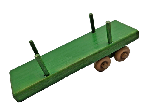 Vintage Wooden Log Truck Trailer Logging Green 15" Toy Collectible - Picture 3 of 6