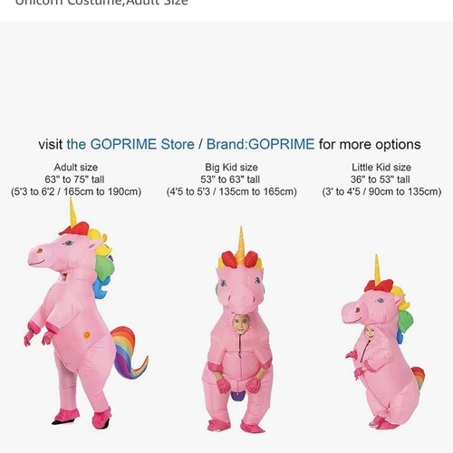 Rainbow Unicorn Inflatable Costume Pink Unicorn Halloween Costume Size Youth Med - Picture 10 of 10