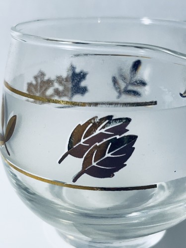Libbey “Hoja de Oro” Vidrio Esmerilado Crema y Azúcar Set Mediados de Siglo Retro - Imagen 7 de 7