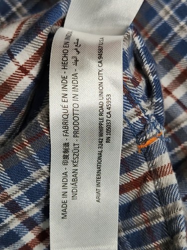Ariat Rebar DuraStretch Flannel Allure Plaid Men's Button Down 2XL Work Shirt - Picture 9 of 9