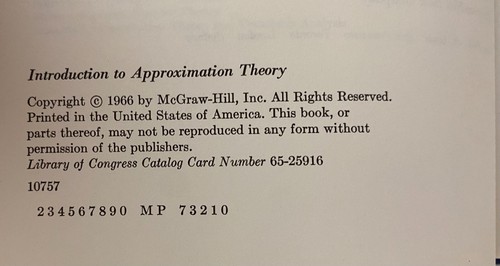 E W Cheney INTRODUCTION TO APPROXIMATION THEORY 1996 1st edition hcdj Very Good - Picture 6 of 8