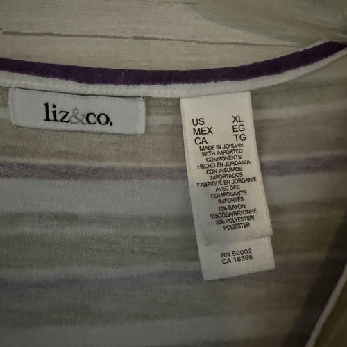 Liz & Co Women's Blouse Stripped Multicolored XL - Picture 2 of 4