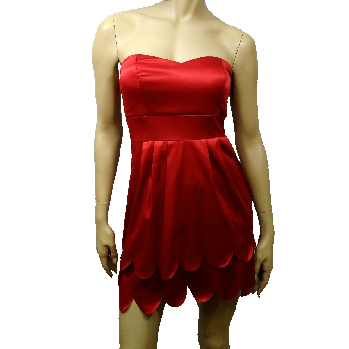 Y2K Red Satin Mini Dress Womens Size S Coquette Dollette Glam Party Cocktail