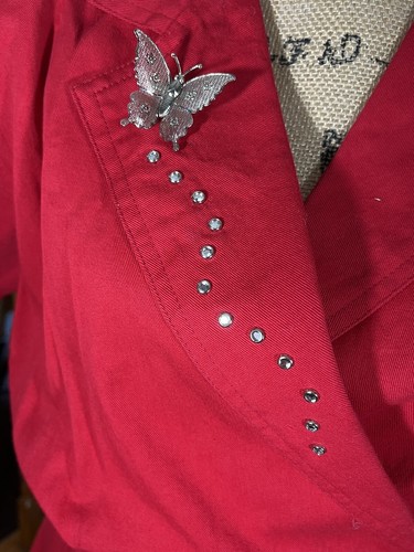 Rio Inc Sz M Romper 80s Red Studded Rhinestones VTG Festival Vacation Summer - Picture 5 of 19