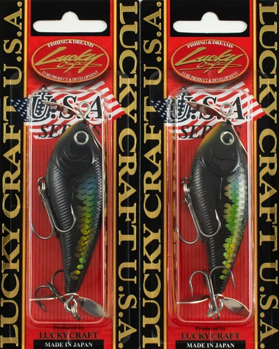 (LOT OF 2) LUCKY CRAFT KELLY J PROP BAIT 1/2OZ KJ-247 MS BLACK AX9104