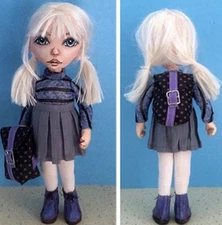 *NEW* CLOTH FOLK ART DOLL PATTERN "SCHOOL GIRL WITH BACKPACK" BY SUSAN BARMORE
