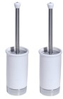 (2) ea Interdesign 95621 White Chrome York Toilet Bowl Brush Set