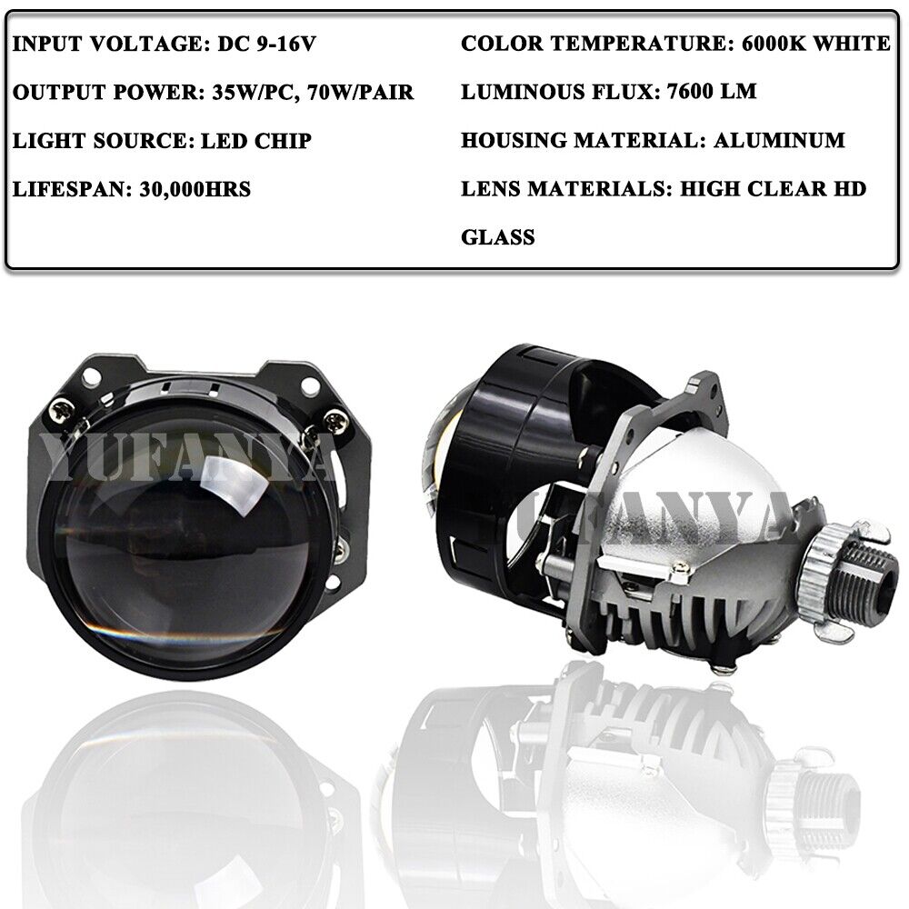 2.5'' Bi LED Projector Lens LED Angel Eyes Headlight Retrofit Universal VS Xenon - Picture 3 of 6