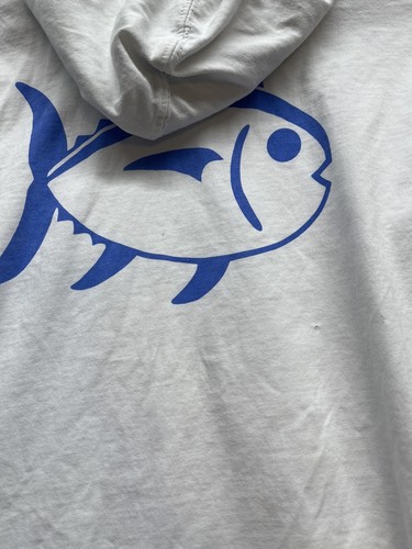 Southern Tide Youth T-shirt Large White Hoodie Blue Fish Long Sleeve - Picture 11 of 11